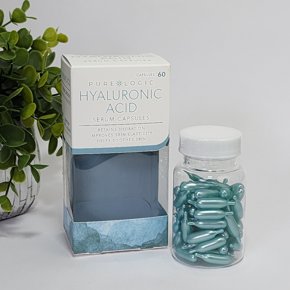 PureLogic Hyaluronic Acid Serum 60 Capsules Face Neck Decollete Hydrates Soothes